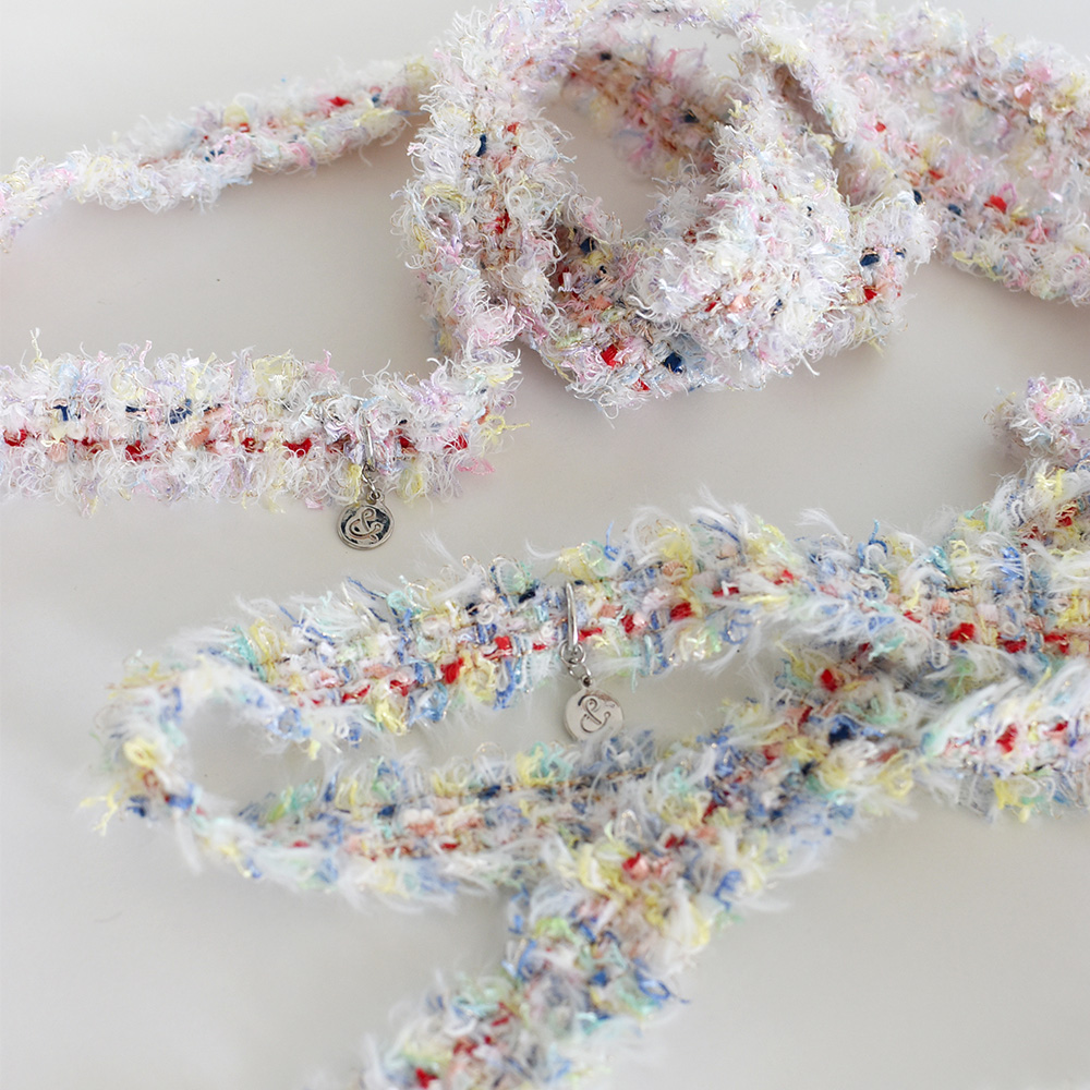 tweed ribbon tie necklace (2colors)