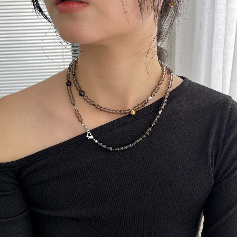 smoky stone necklace 6mm
